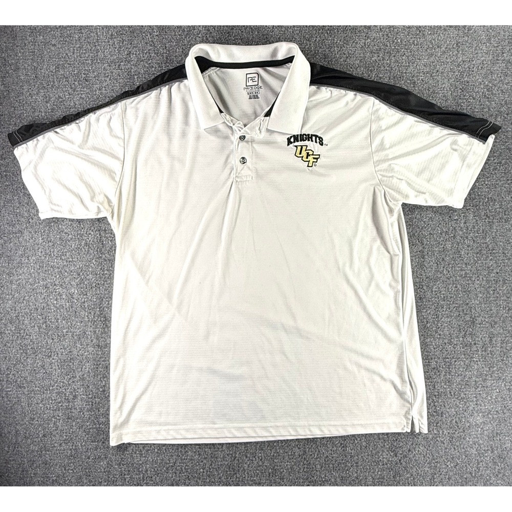 ProEdge UCF Knights Polo Shirt Mens XL White Black Performance Short Sleeve Logo